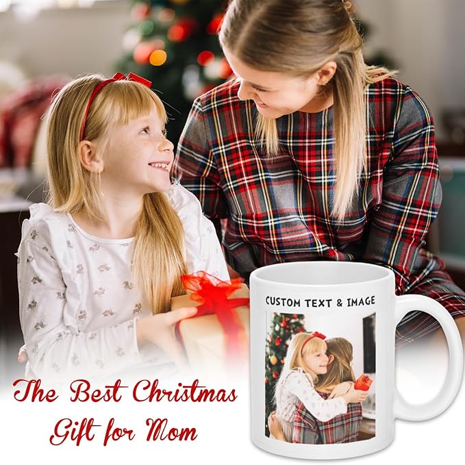 Personalized Coffee Mug with Photo, Logo or Text - Customized Gift Idea for Men & Women, Mom, Dad, Friends - Christmas Birthday Valentines Gifts, Party Favors Tea Cup - White