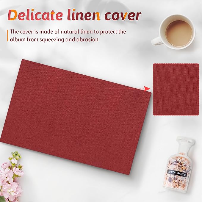 Popotop Photo Album 4x6 48 Pockets for Wedding Gifts,Linen Hardcover Picture Albums for Family Anniversary Baby Vacation Pictures