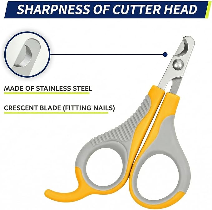 WePet Pet Nail Clippers U07.2, Professional Claw Trimmer, Scissor for Cats, Puppies, Kittens, Hamsters, Rabbits and Small Animals, Sharp, Safe, Small, Grey/Yellow