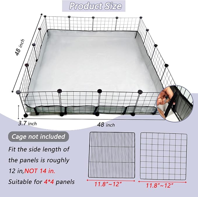 DZWLKJ Guinea Pig Cage Liner Tarp Bottom Waterproof and Washable Base Also for Rabbits, Bunny, Chinchesillas, Hedgehog, Ferrets and Other Small Animals(48x48 inches)