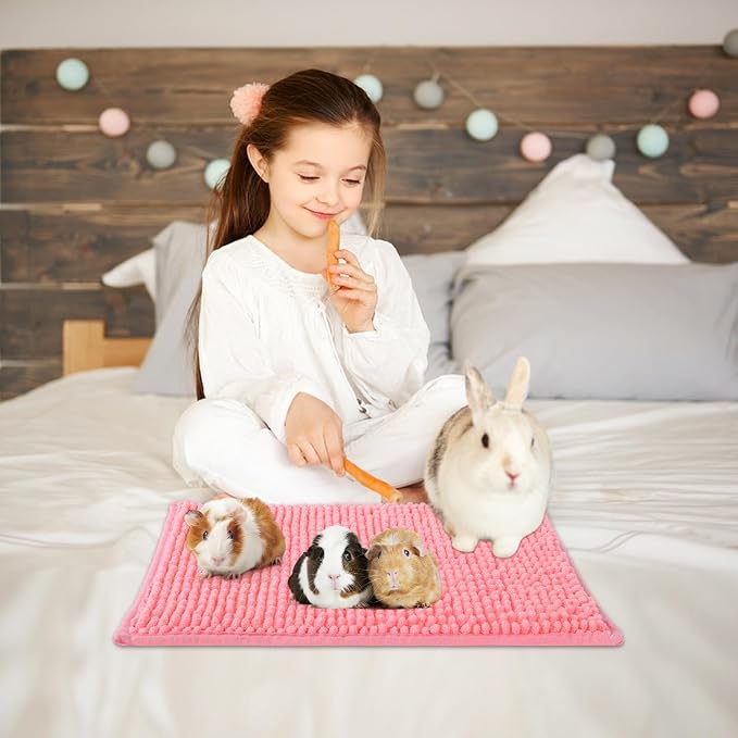 8 PCS Guinea Pig Liner Washable Rabbit Cage Liner 12x16 Inch Guinea Pig Fleece Bedding Pee Pads Reusable Absorbent Pet Mats for Small Animals, Bunny, Hamster (Gray, Green, Pink, Blue)