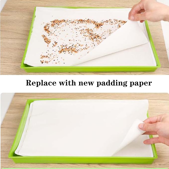 100 Sheets Bird Cage Liner Papers, Disposable Bird Cage Paper Liners, Cuttable Pet Animal Cages Cushion, Precut Absorbent Bird Paper for Bird Parrot Small Animal, 9.8'' X 13.8''