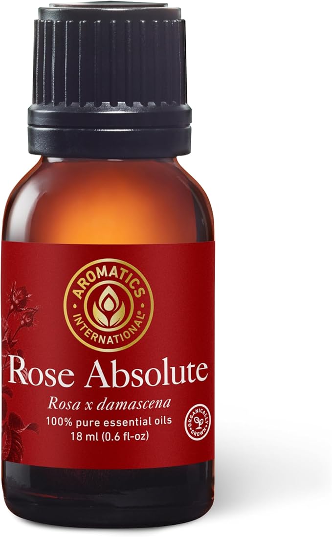 Aromatics International Premium Organic Rose Absolute Essential Oil 18ml | 100% Pure Essential Oil for Diffusion & Aromatherapy