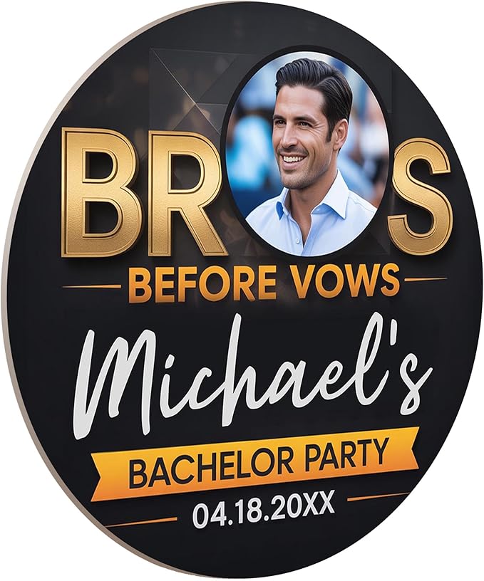 100 Pack Personalized Bachelor Party Coasters, Custom Cardboard Drink Coasters with Photo Print and Text, Fun Bachelor Party Favors and Gifts, 3.95" Round, Design 1