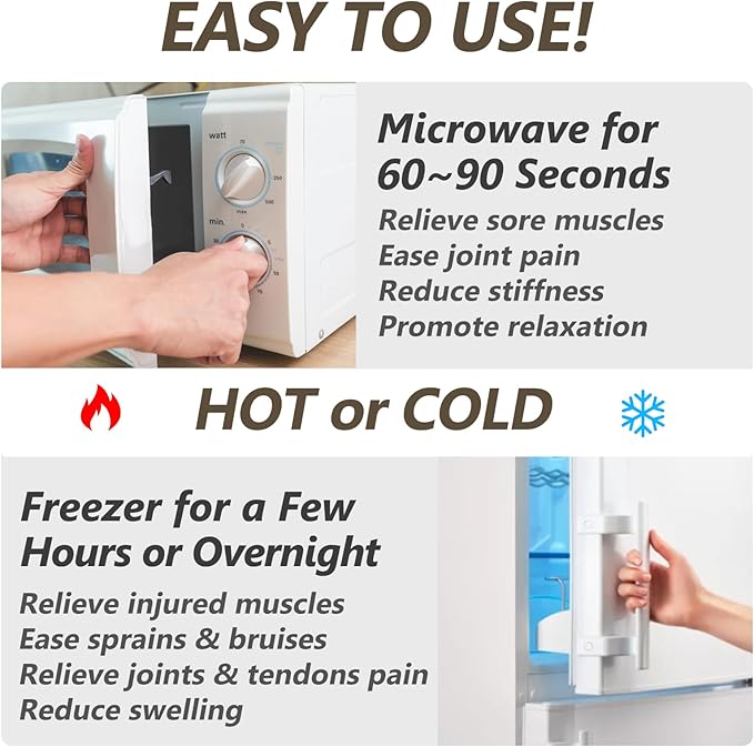 Microwave Heating pad with Washable Cover 7 * 16" Microwavable Moist Heat Pad for Neck Shoulder, Cramps, Back Pain Relief, Warm Compress Rice Bean Bag Hot Pack for Muscles, Joints, Lavender