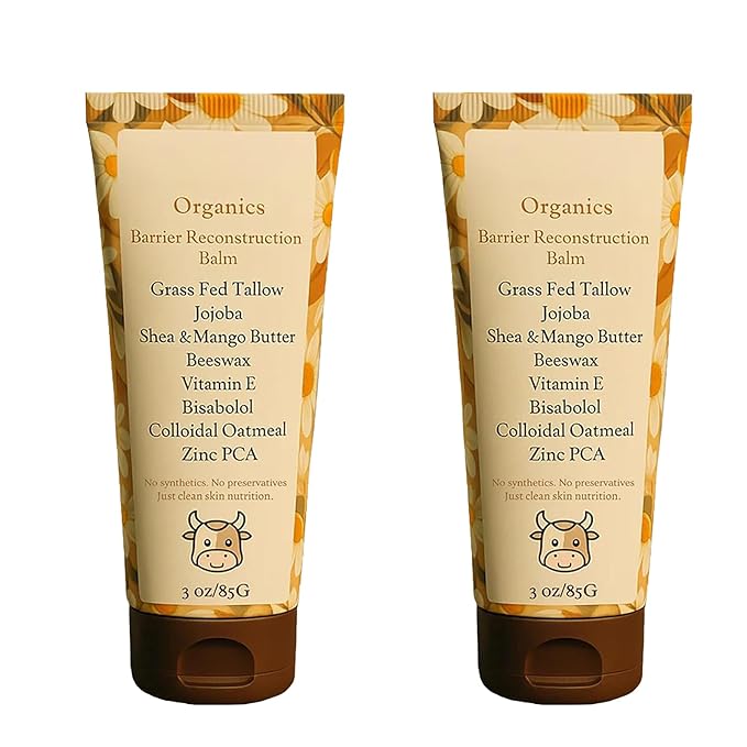 𝐁𝐞𝐥𝐚𝐧𝐨 Tallow Glow, 𝐁𝐞𝐥𝐚𝐧𝐨 Tallow Barrier Reconstruction Balm, With Colloidal Oatmeal Organics Tallow, Deep Nourishment & Lasting Resilience, Soothes And Replenishes Skin (2PCS)