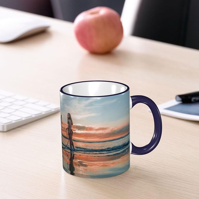 Custom Mugs and Coffee Cups Partial or Full Size Printed Creative Designs Customizable with Your Photos Images Text (Full-Width, Navy)