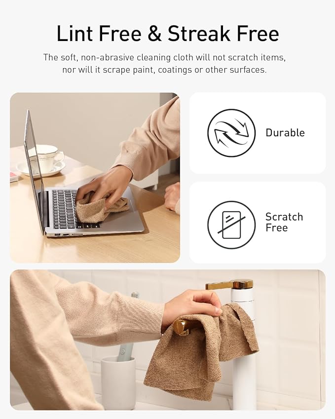 Fantasticlean Microfiber Cleaning Cloth Roll -30 Pack, Tear Away Microfiber Towels, 12" x 12", Reusable, Washable, Scratch Free, Ultra Absorbent Dishcloth for Car, Home Supplies, Pet, Kitchen (TAN)