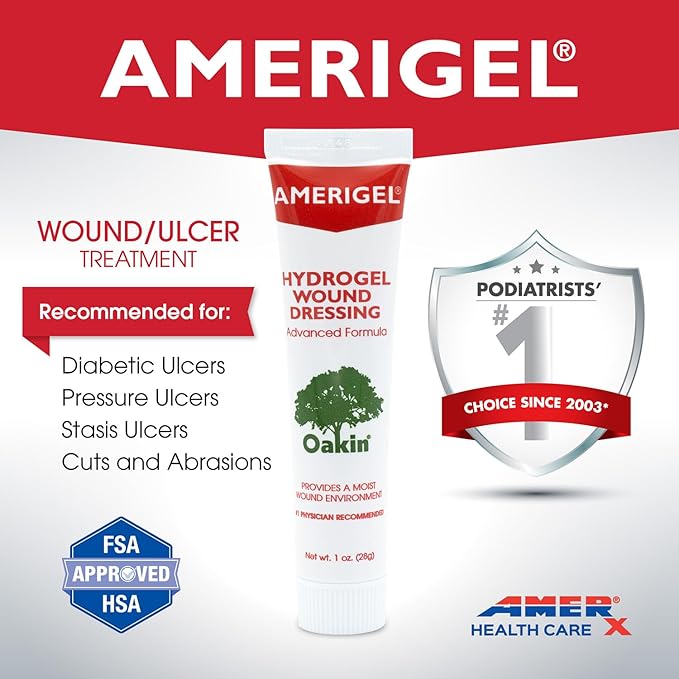 AMERIGEL Hydrogel Wound Dressing (1 oz.) - Provides Moisture-Rich Healing Environment for Dry Wounds