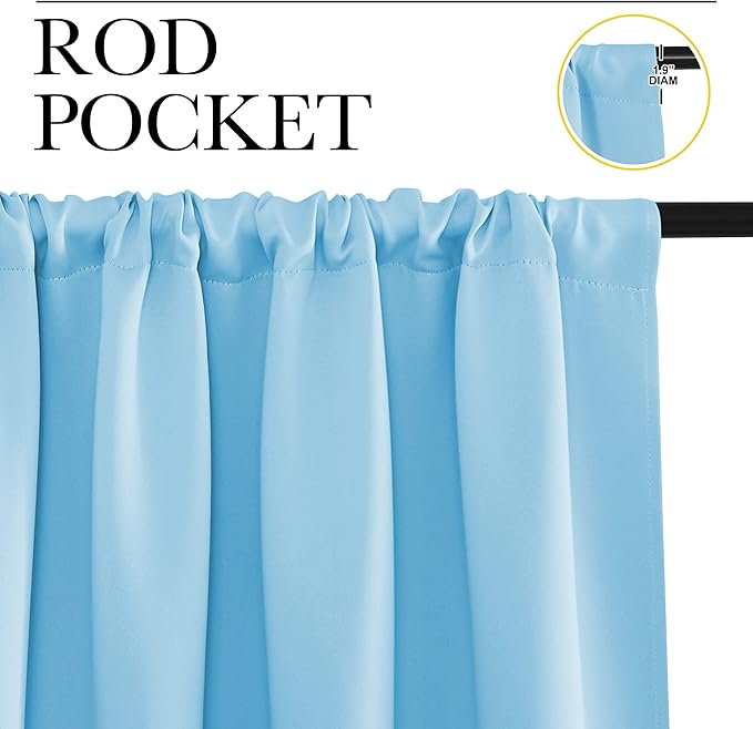 NICETOWN 2 Panels Blackout Curtains, Rod Pocket Thermal Insulated Drapes for Kitchen, Heavy Duty Small Window Treatment for Dorm Room, Studio Apartment, Basement (Blue, W42 x L30)