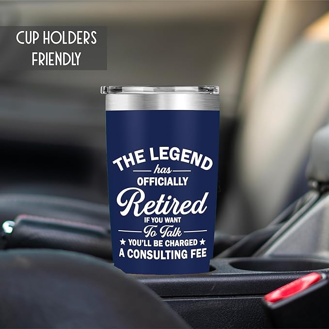 Retirement Gifts for Men - The Legend Has Retired - Retired Tumbler for Dad, Him, Man, Boyfriend, Husband - 20 Oz Tumbler Best Gift for Retirement Men, Fathers Day, Birthday, Christmas Gifts