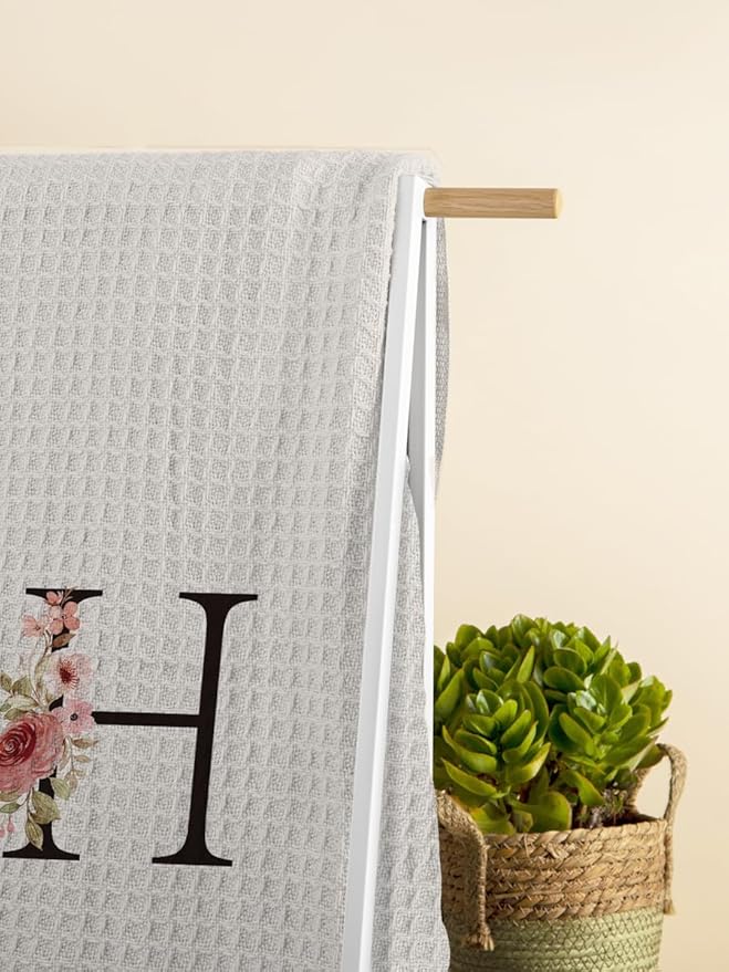 Kitchen Towel, Mode Monogram Personalized Gifts Letter H Kitchen Towel for Dinning Bathroom, Kitchen Towel and Dishcloths Sets Christmas Birthday Gifts for Women 16×24 Inches