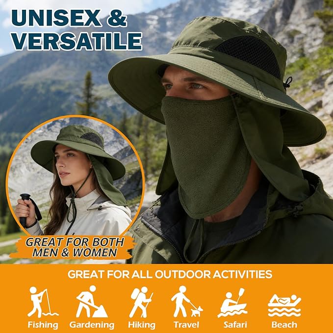 EINSKEY Wide Brim Sun Hat, UPF 50+ UV Protection Waterproof Packable Bucket Hat for Men & Women, Fishing Hiking Beach Garden
