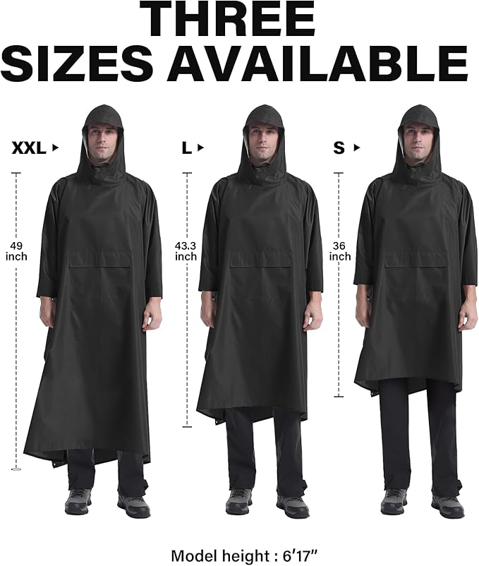 iCreek Hooded Rain Poncho Packable Unisex Raincoat Jacket with Pocket Waterproof Lightweight for Hiking, Camping, Outdoor
