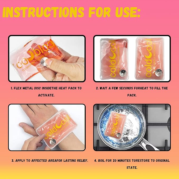 4 Pcs Reusable Snap Heat Pack,Portable Hand Warmer,Christmas Deals Hand Warmers Cute Long Lasting Warmth for Camping, Outdoor,Hand Warmers Boil Click Heat Pocket (Pink)