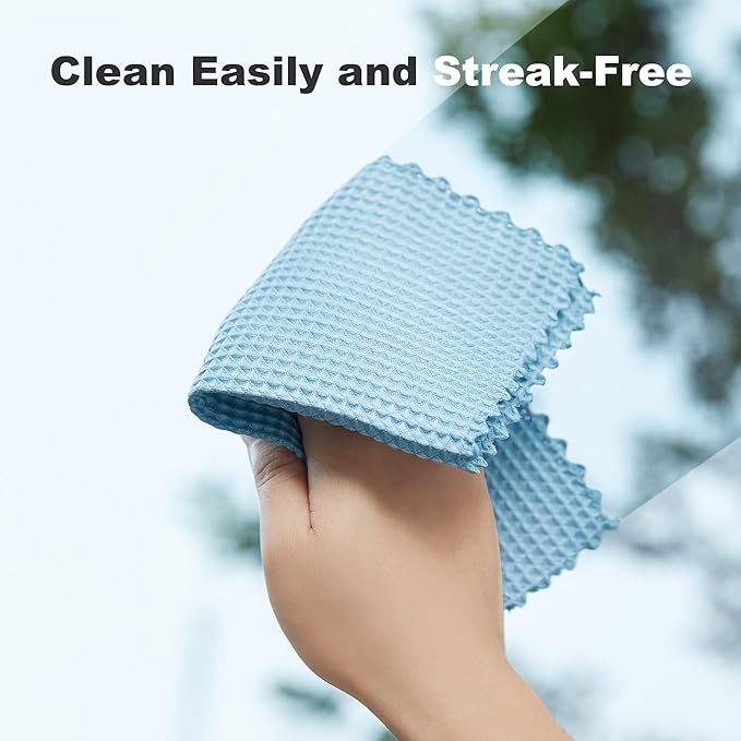JOYMOOP Waffle Weave Cleaning Cloth, Reusable Absorbent Microfiber Cleaning Cloths, Lint Free Microfiber Dish Towels 5 Pack, Mixed Color, 11.8×15.7inch