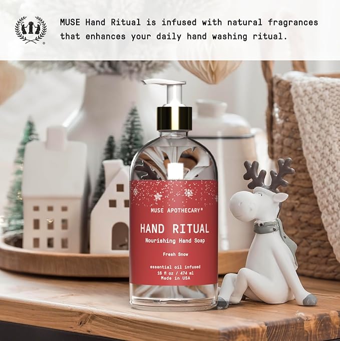 Muse Apothecary Hand Ritual - Aromatic and Nourishing Hand Soap, Infused with Natural Aromatherapy Essential Oils - 16 oz, Fresh Snow