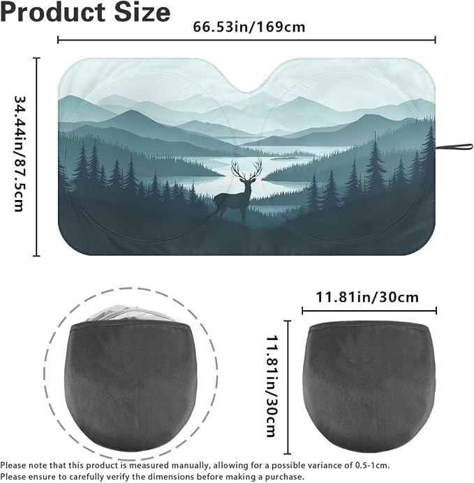 Forest Deer Car Windshield Sun Shade Foldable Front Windshield Sun Shade Easy Installation Fit Most Cars SUVs Trucks,Car Front Windshield Shade