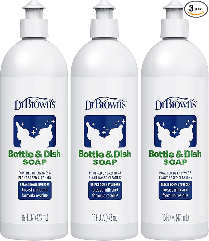 Dr. Brown's Bottle & Dish Soap for Baby Bottles and Baby Accessories, Plant-Derived, Fragrance-Free, 16 fl oz, 3 Pack