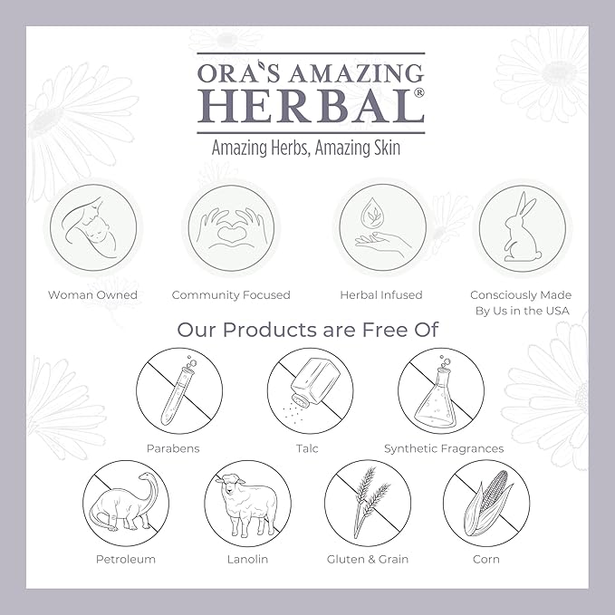 Ora's Amazing Herbal Baby Powder Talc-Free, Real Vanilla Amber Natural Scent, Cornstarch Free Arrowroot and Clay Based Powder, Synthetic, Pack of 2 Travel Size 0.5 oz