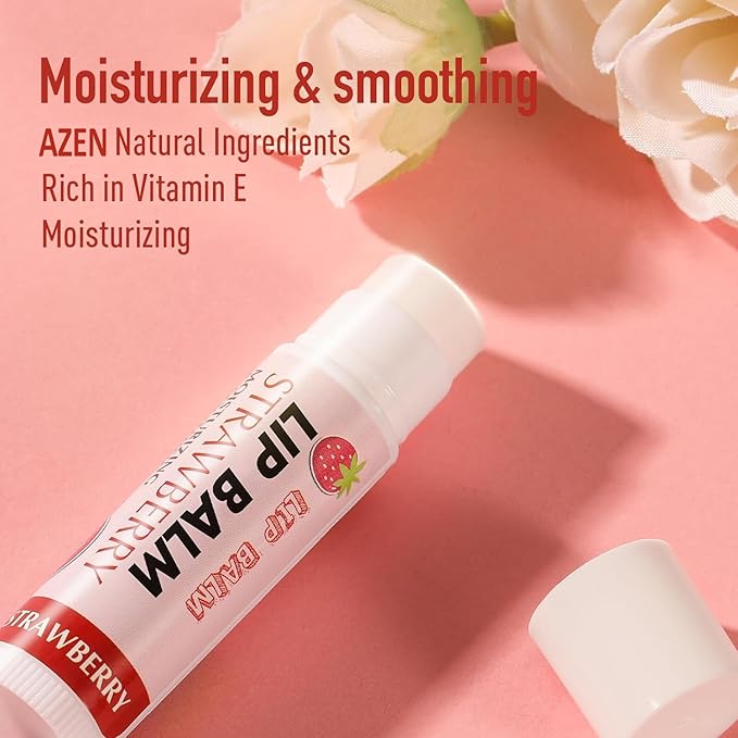 AZEN 50 Pack Lip Balm, Natural Lip Balm Bulk, Lip Care Product, Moisturizing Lip Balms for dry cracked lips - 12 Flavors