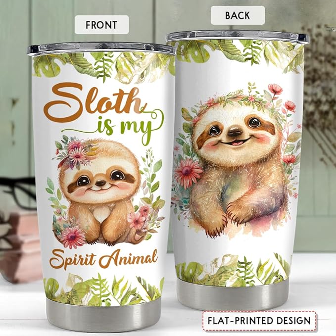 SANDJEST Sloth Tumbler 20oz Sloths Gifts for Women Girl Teen Gift for Birthday Christmas Stainless Steel Insulated Tumblers Coffee Travel Mug Cup