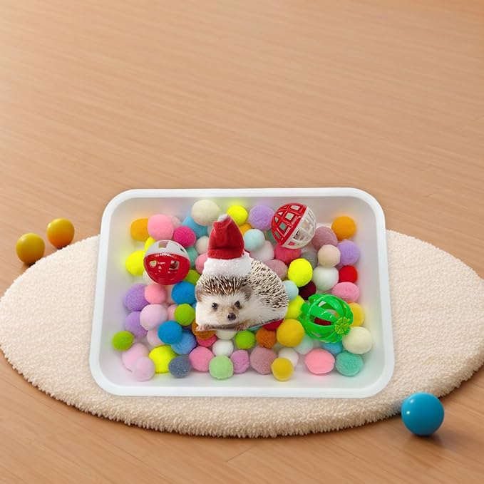 Hedgehog Dig Box Tray Set, Funny Hedgehog Enrichment Toy for Cage Accessories, Small Animal Ball Bells for Hamster Guinea Pig Ferret