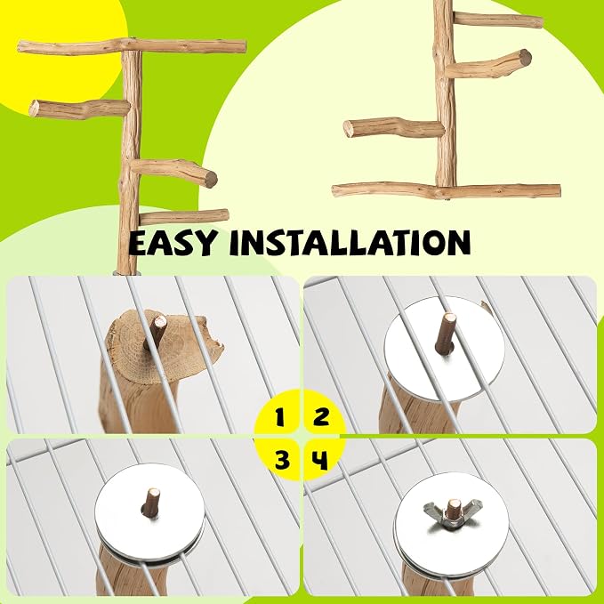 Bird Perch for Top of Cage, Natural Wood Play Stand