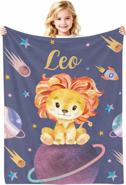 Blankets Personalized Baby Boy Lion, Baby Customized Blankets Newborn Baby Boy, Blankets for Baby Boys Newborn, Personalized Baby Blanket with Name, Lion Baby Blanket for Boys, 30"x40"