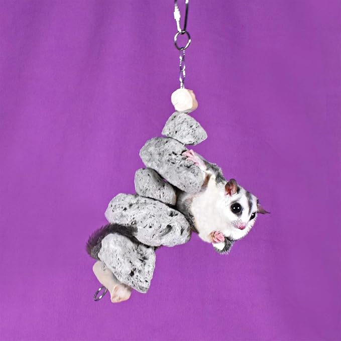 Exotic Nutrition Pumice Chew Dangle - Natural Healthy Hanging Cage Accessory Toy - for Squirrels, Degus, Chinchillas, Prairie Dogs, Birds, Rats, Hamsters, Guinea Pigs & Other Small Pets