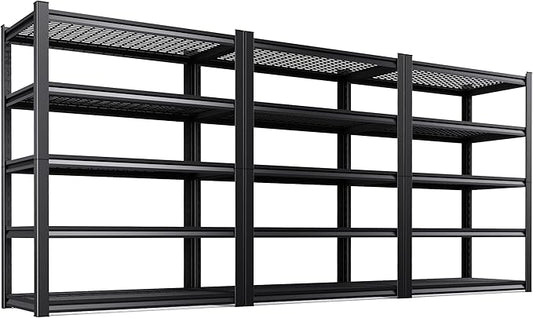 Set of 3 71"H Garage Shelving-3000LBS 5 Tier Storage Shelves,Adjustable Heavy Duty Metal Shelving Unit and Storage Large Wire Rack,Utility Steel Shelf For Shop Warehouse Industrial Pantry 71"x35"x16"