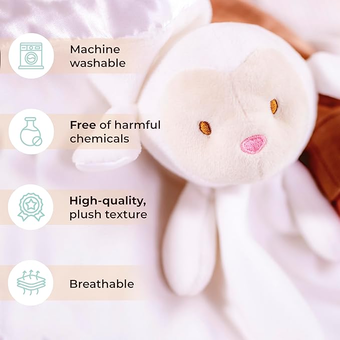 Lamb Lovey, Baptism Gifts for Girl & Boys - Loveys for Babies, Soft Embroidered Baby Blanket with Cross, Baptism Blanket for Newborns & Toddlers, Organic Cotton,14 inch