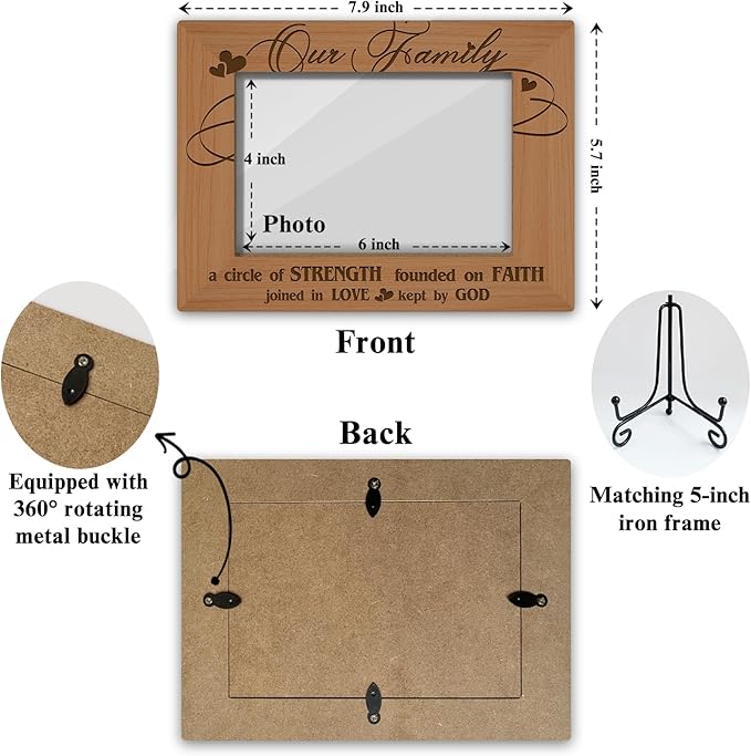 Family Gifts - Family Frame Wooden Photo Frame, Gifts For Christmas Halloween Tabletop Display 4x6 Photo Home Decor Party Decor Rustic Picture Frames With Stand for Mother Father Grandparents -21