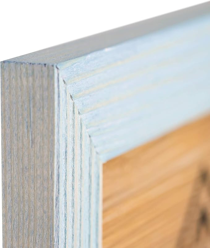 Rustic Wooden Square Picture Frames 8x8 - Set of 2 -100% Natural Eco Distressed Wood with Real Glass for Wall Mounting and Tabletop Photo Frame - Blue Turquoise