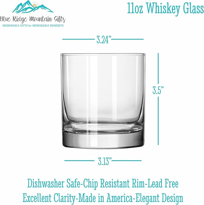 Blue Ridge Mountain Gifts - Custom Engraved Whiskey Glass - 11 oz Personalized Tumbler with Modern Monogram & Last Name - Classic Barware for Weddings, Groomsmen, Anniversaries & Father’s Day (4)