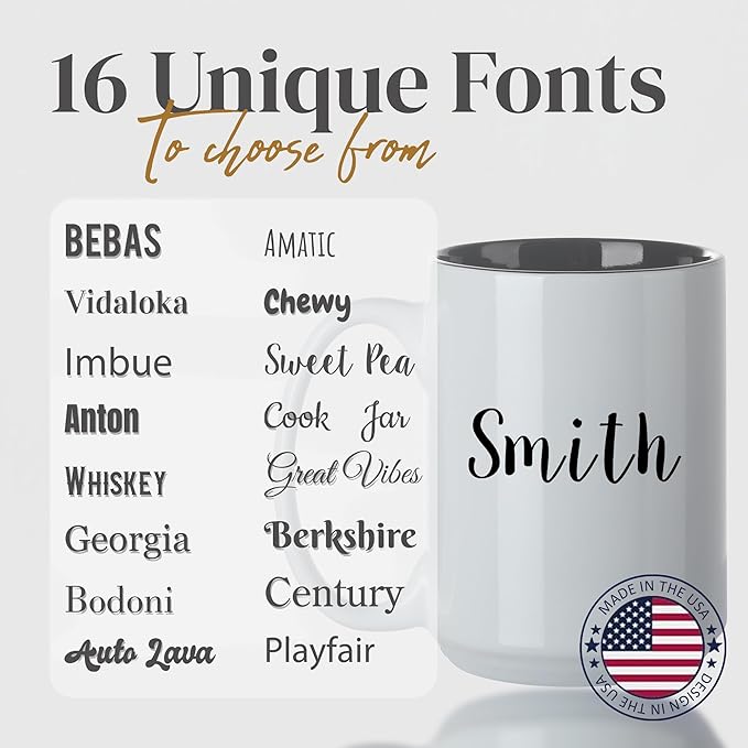 Personalized Coffee Mug, Custom Text Ceramic Mug, 15oz Customized Name Tea Cup, Gifts for Men & Women, Mother's Day Anniversary Christmas (Engraved Custom Text, White)