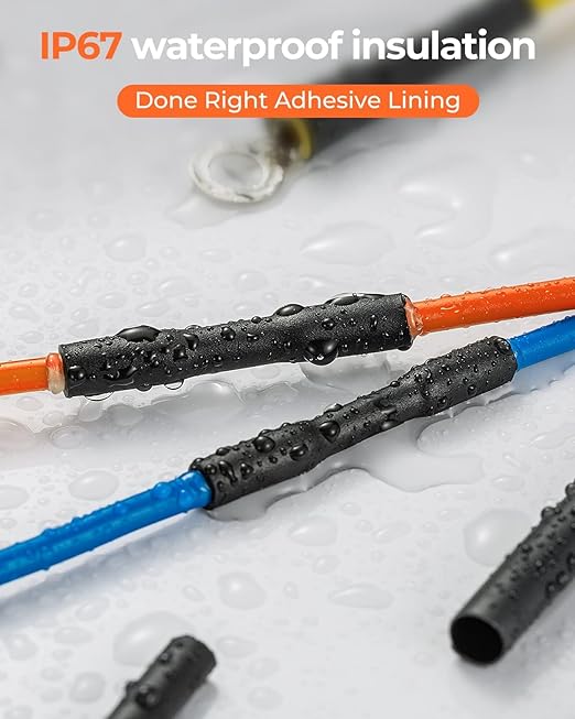400 Pcs Heat Shrink Tubing Kit-3:1 Ratio Adhesive Lined,Marine Grade Shrink Wrap - Industrial Heat-Shrink Tubing - Black