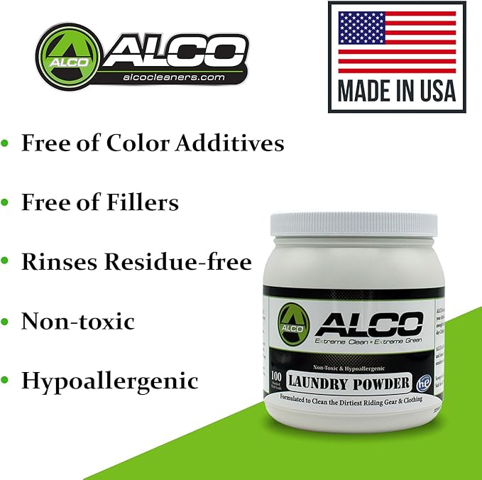 ALCO Laundry Powder - Powerful Stain Removal - Hypoallergenic and Unscented Formula for All Fabrics including Riding Gear, Gym, Baby and Delicate Clothing - 2 lbs, Pack of 6