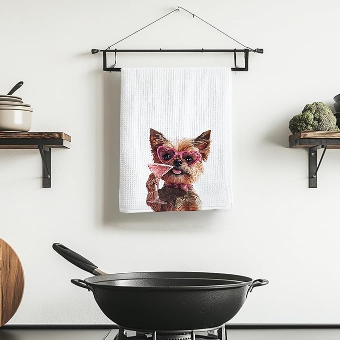 Cabana Bro Yorkshire Terrier Gifts Kitchen Towels, Yorkie Gifts for Women Dog Mom Decorative Hand Towels for Bathroom, Funny Yorkshire Terrier Cocktail Dish Tea Towels for Kitchen, 16x24 Inch