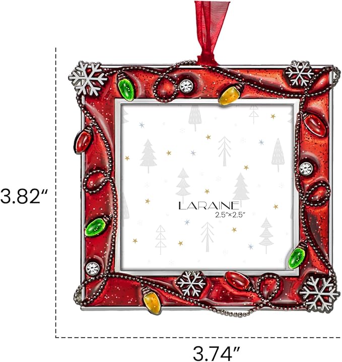 LARAINE Picture Photo Frame Christmas Metal 2025 Christmas High Definition Glass Display Pictures for Tabletop Home Decorative Holiday Gift (Red, 2.5)