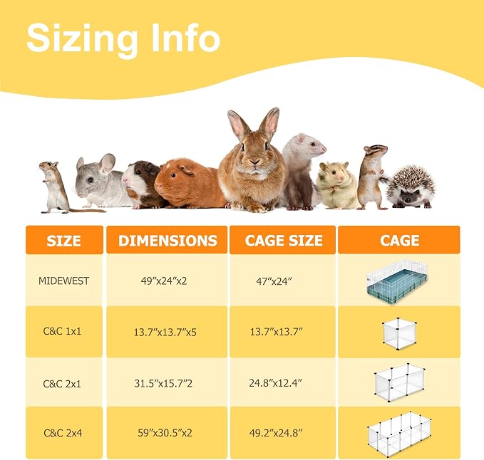 Guinea Pig Cage Liner, 59"x31" Bedding for C&C 2x4 Cage 2 Pack, Mushroom | Washable Fleece Bedding, Super Absorbent, Non-Slip, Waterproof Rabbit Mat, Machine Washable, Small Animal Cage Accessory