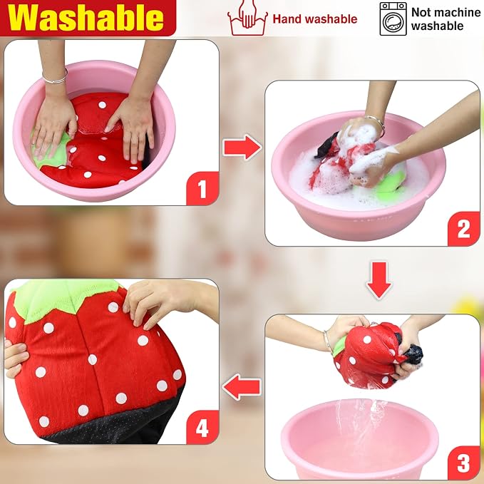 Mygeromon Guinea Pig Bed Rabbit Hideout Cuddle Cup (Strawberry Style) | Washable, Winter, Small Animals Sleeping House, for Ferret, Chinchilla, Bunny