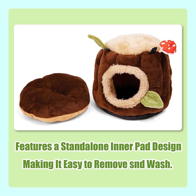 Guinea Pig Hideout Hamster Cage Accessories,Stump Style Soft Washable Hedgehog,Ferret,Rat Hammock for Cage,Chinchilla,Ferret, Bunny Bed,Small Animal Houses & Habitats(S)