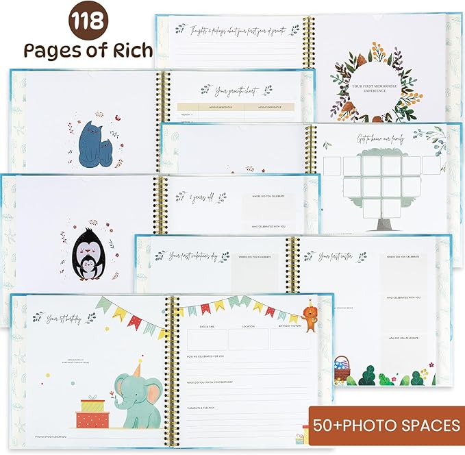 Baby Memory Book Keepsake for Boy and Girl Gifts Timeless First 5 Year Milestone Book to Record Every Event from Birth to Age 5 Gender Neutral Baby Journal Scrapbook Album