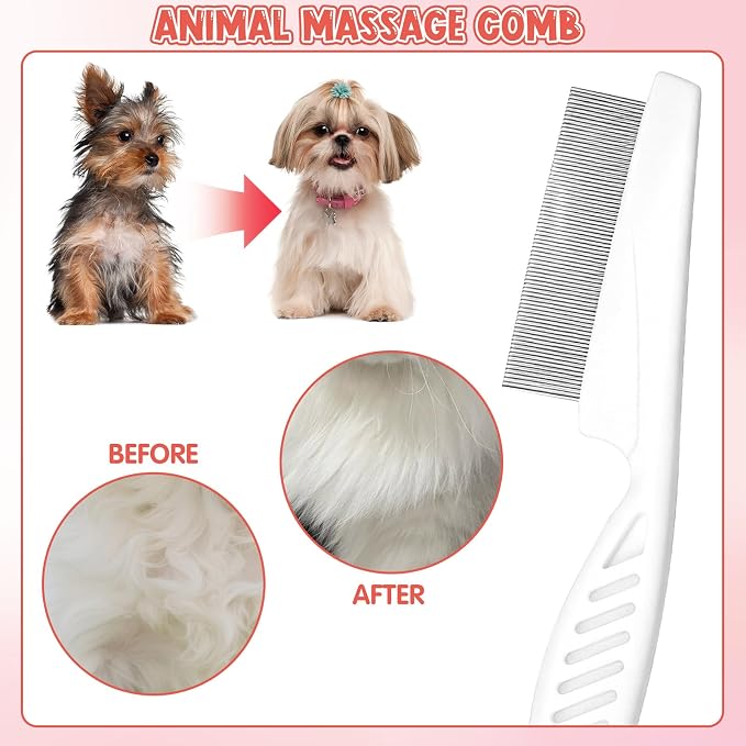 3Pcs Rabbit Brush Bunny Grooming & Flea Comb, Practical Animal Brush for Groomings, Soft Silicone Small Animal Massage Comb, Bunny Grooming Kit Suitable for Cats Puppies & Other Pets