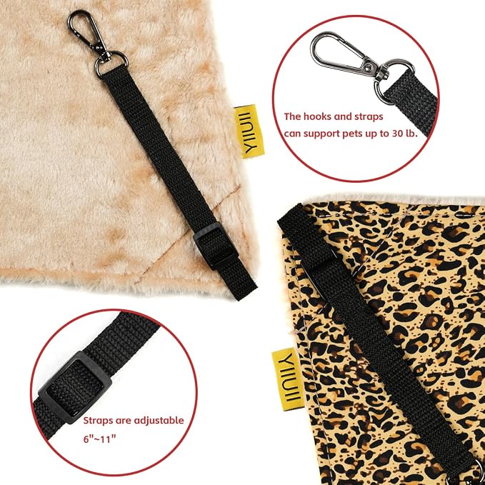 Cat Hammock for Cage Crate, 20"x18", Holds 30lb for Ferret & Kitten | Adjustable Soft