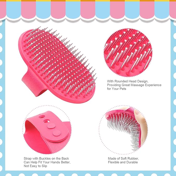 Rabbit Grooming Kit, Rabbit Brush for Shedding with Bunny Nail Clipper, Rabbit Nail Trimmers with Pet Combs for Hamster Guinea Pig Ferret by KALAMANDA(Pink)
