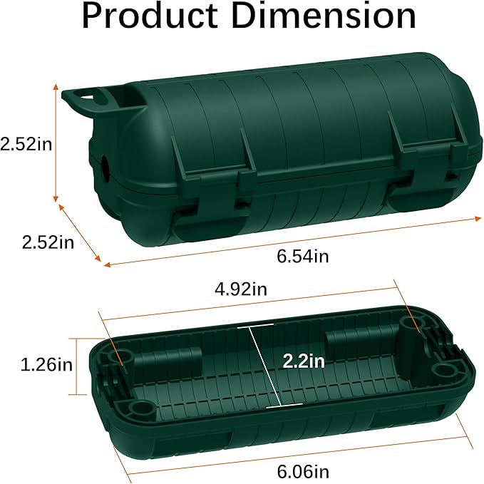Extension Cord Cover Outdoor, IP54 Water-Resistant Power Cord Protector Electrical Connection Box Outside Weatherproof Cable Safety Cover for Electronics Plug Outlet Tool Holiday Light, Green