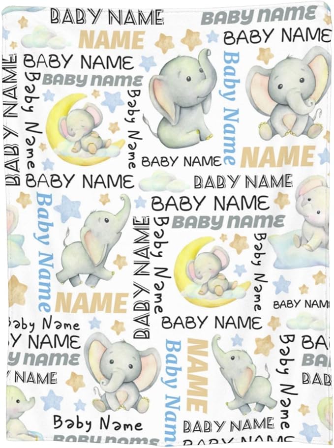 Personalized Baby Blankets for Girls Boys, Custom Baby Blanket with Name, Customized Baby Blanket Gifts for Kids Newborn for Birthday Christmas