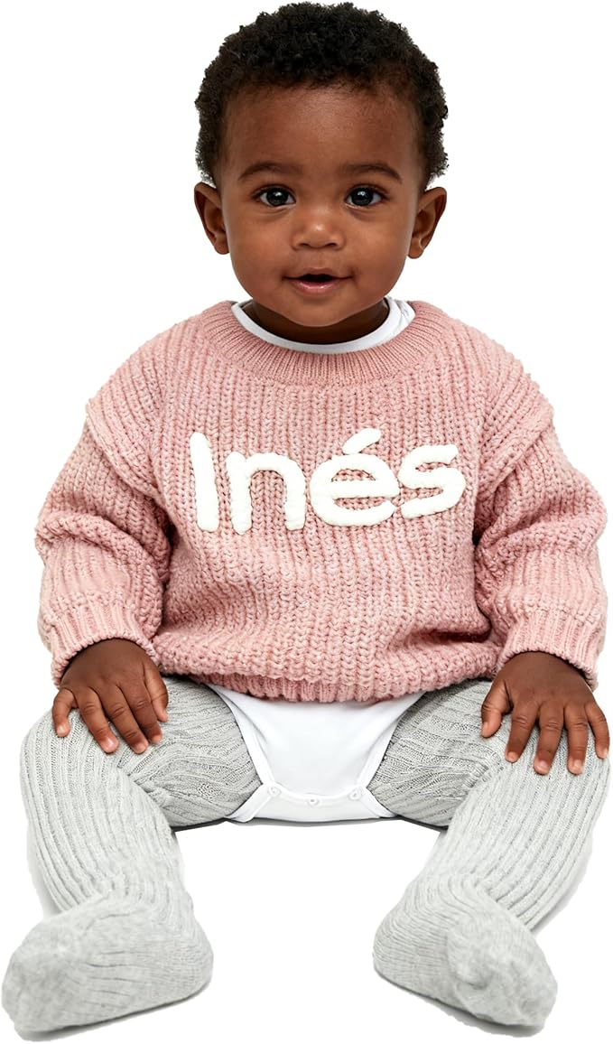 Personalized Knit Baby Boy Girl Sweater with Name Custom Pullover Sweatshirt Custom Baby Gifts
